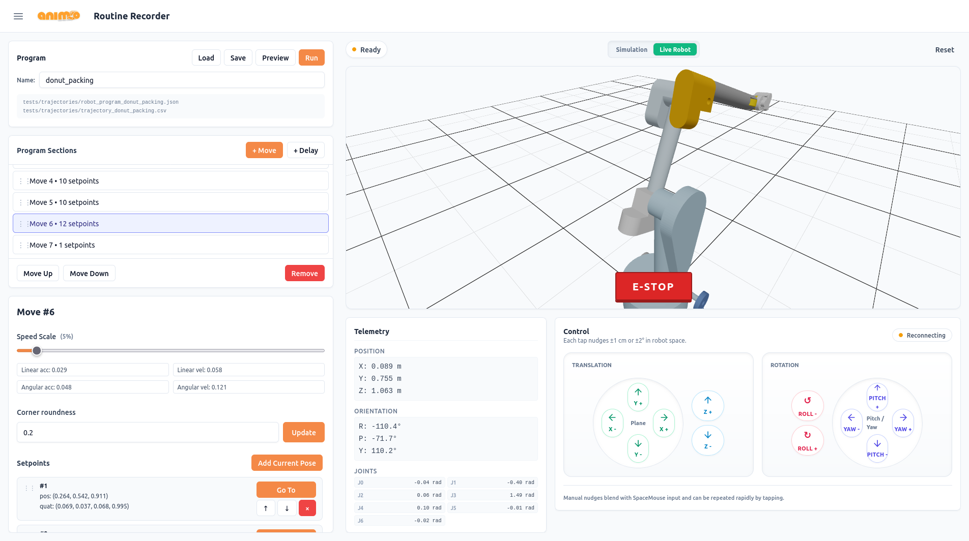 Animo Routine Recorder Interface